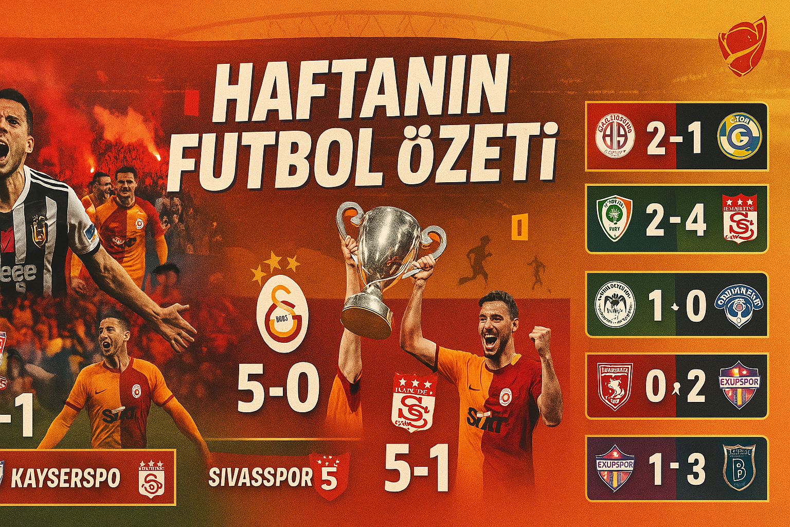 Son bir haftanın Süper Lig ve Türkiye Kupası maçlarını özetleyen bir görsel